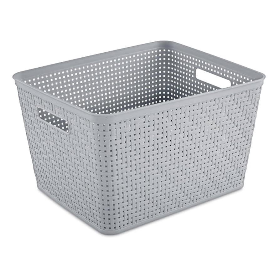 Sterilite 6 Pack Plastic Storage Bin Organization Containers, Tall Baskets, Cement | Amazon (US)