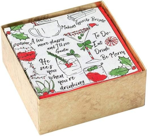 Caspari Holiday Spirits Boxed Paper Cocktail Napkins - 40 Per Box | Amazon (US)