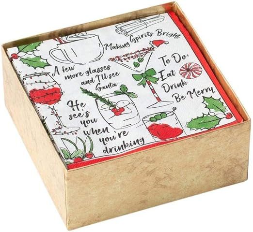 Caspari Holiday Spirits Boxed Paper Cocktail Napkins - 40 Per Box | Amazon (US)
