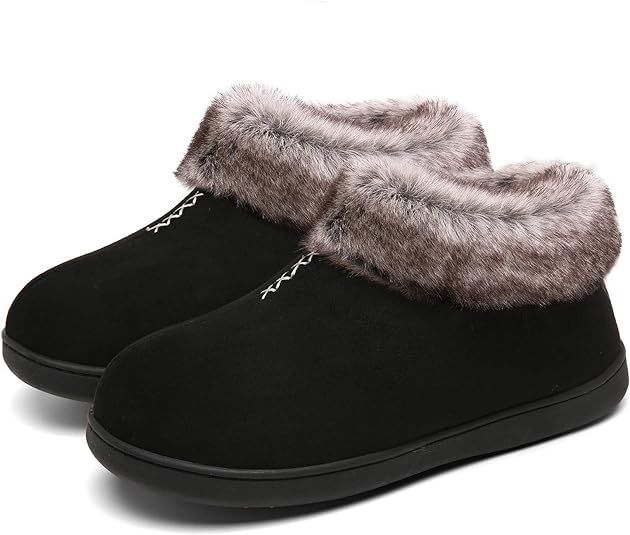 Amazon.com | Mishansha Womens House Shoes Memory Foam Suede Moccasin Shearling Slippers Winter Wa... | Amazon (US)