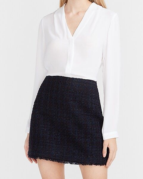High Waisted Tweed A-Line Mini Skirt | Express