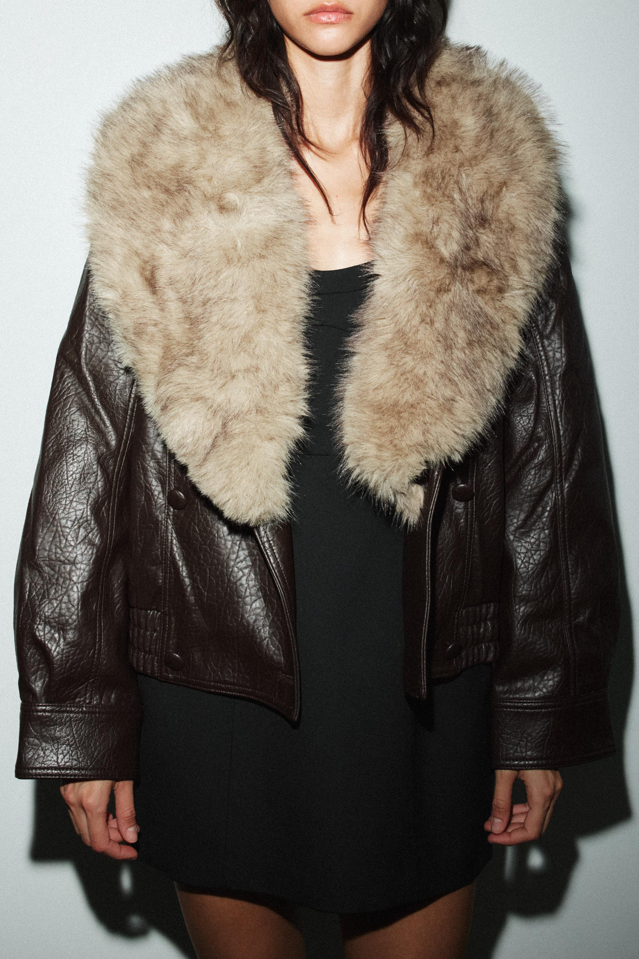 FAUX LEATHER JACKET WITH DETACHABLE COLLAR | Zara UK