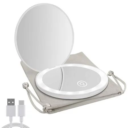 Compact Mirror with LED Light 1x/10x Magnifying Rechargeable Mirror Dimmable Travel Mirror for Purse | Walmart (US)