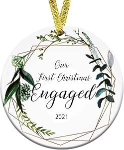 Kooer Our First Christmas Engaged Ornament 2021 Wedding Shower Gift Just Married Gift Wedding Orn... | Amazon (US)