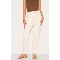 Prettylittlethings Petite Ecru High Waist Straight Leg Jeans | PrettyLittleThing US