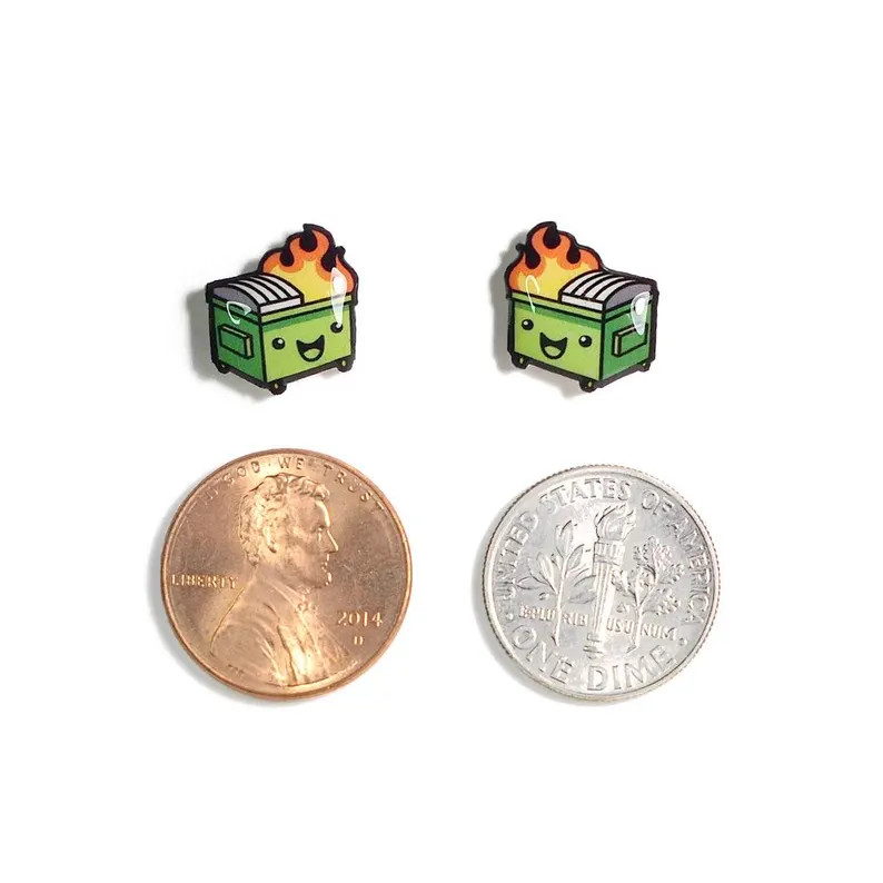 Funny Dumpster Fire Earrings, Cartoon Stud Earrings, Fun Girl Earrings, Meme Earrings - Etsy | Etsy (US)