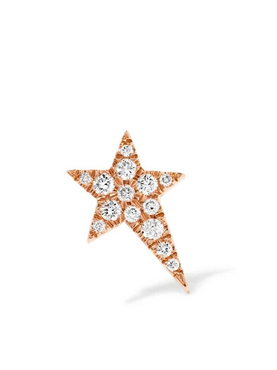 Diane Kordas - Star 18-karat Rose Gold Diamond Earring | NET-A-PORTER (US)
