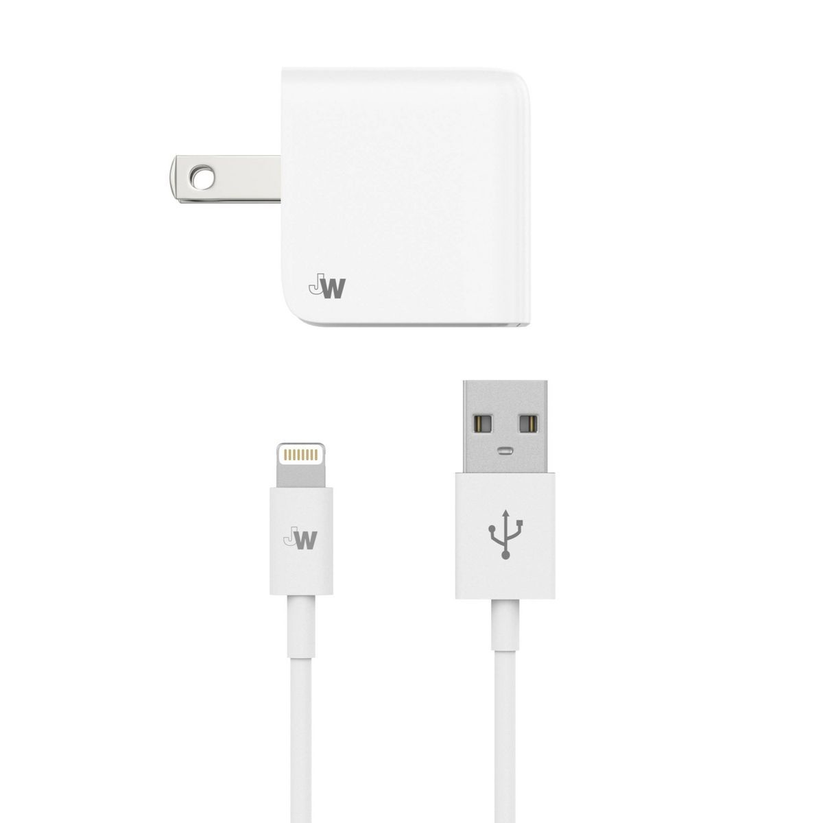 Just Wireless 2.4A/12W 1-Port USB-A Wall Charger with 5' TPU Lightning to USB-A Cable - White | Target