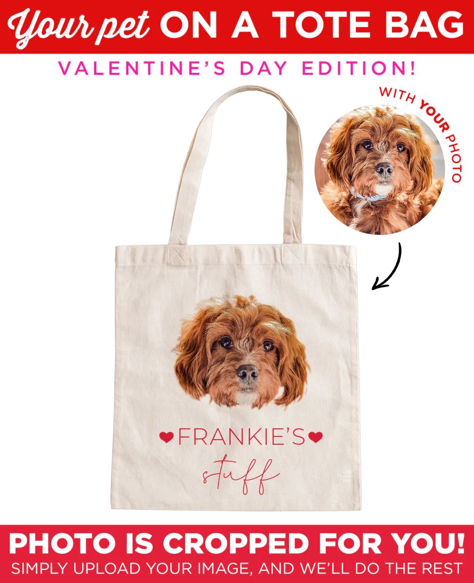 Personalized Pet Valentine's Day Tote Bag | Type League Press