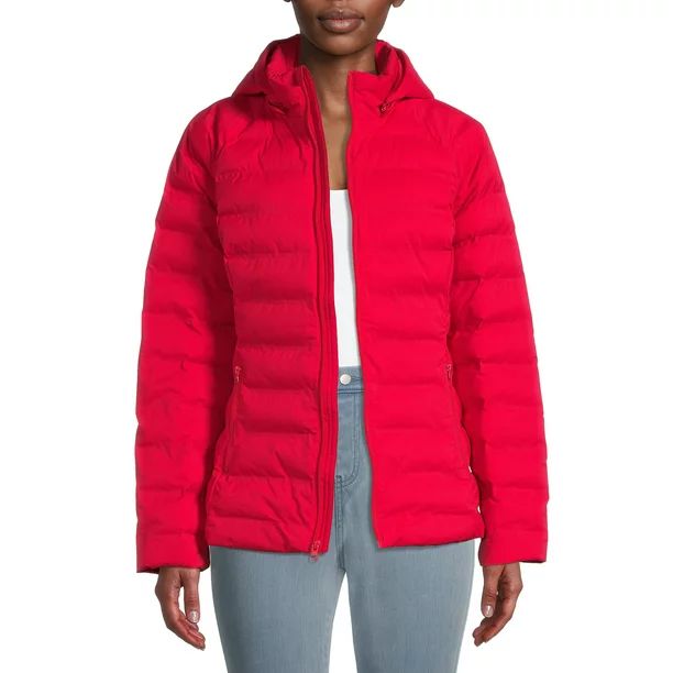 Time and Tru Women's Packable Stretch Zip Up Puffer Jacket - Walmart.com | Walmart (US)