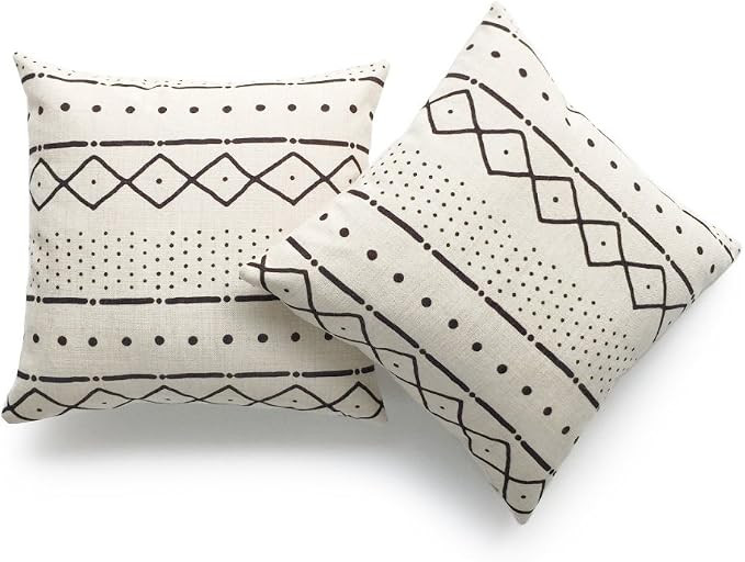 Hofdeco Decorative Throw Pillow Cover HEAVY WEIGHT Cotton Linen African Mud Cloth Ethnic Natural ... | Amazon (US)