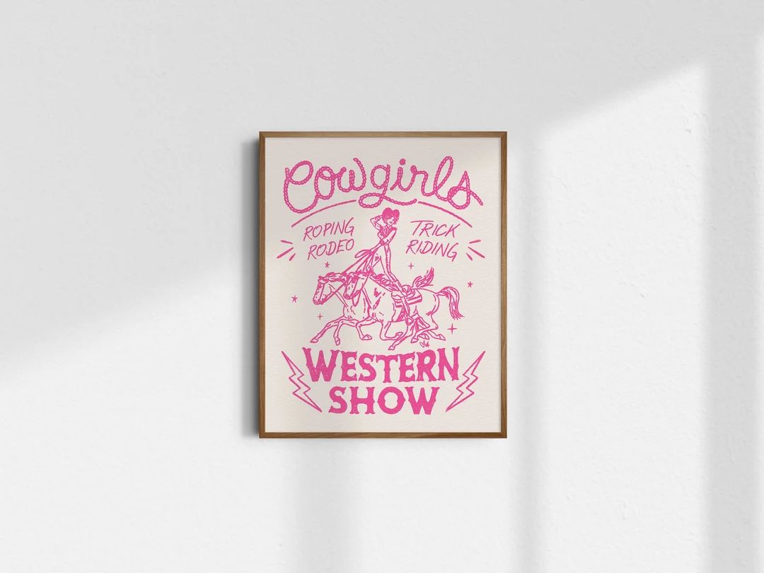 Western Show, Vintage Rodeo Poster, Giclée Fine Art Print, Vintage Cowgirl Wall Art, Western Wal... | Etsy (US)