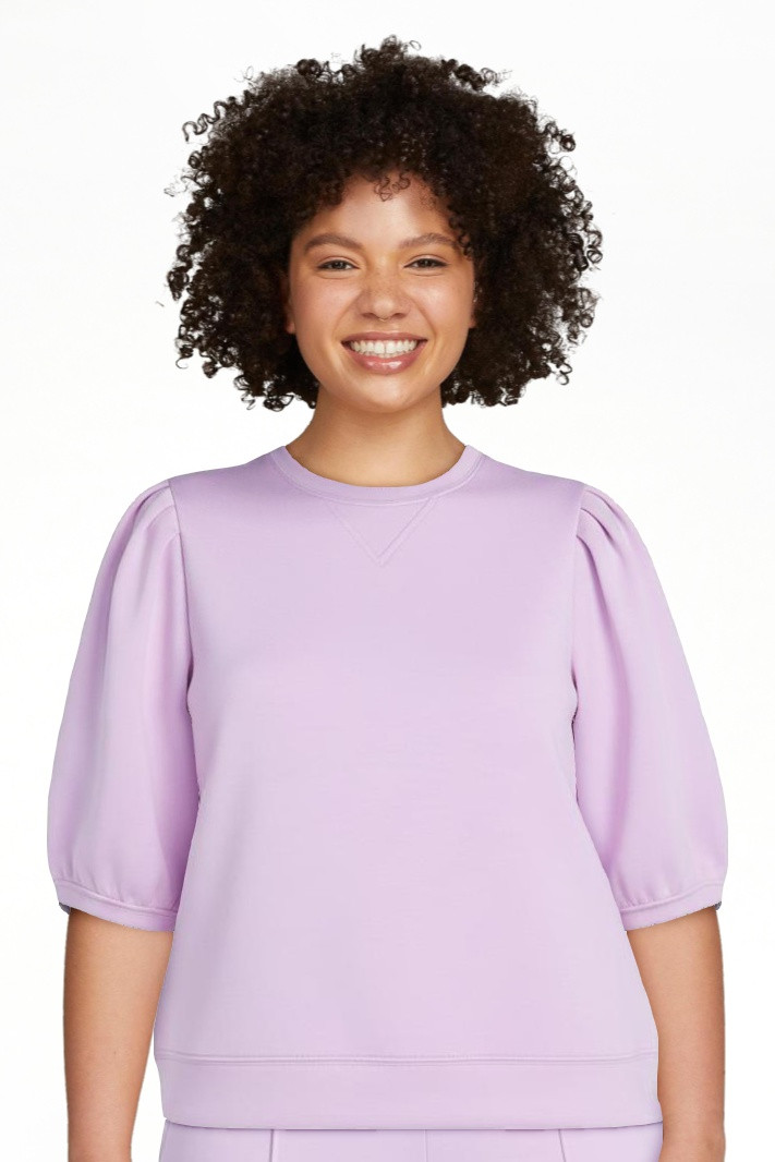Scoop Women's and Women's Plus New Scubaknit Pleated Sleeve Top, Sizes XS-4X | Walmart (US)