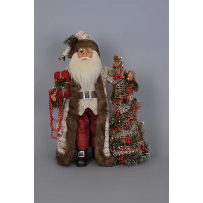 Christmas Lighted Woodland Elegance Santa Figurine | Wayfair North America