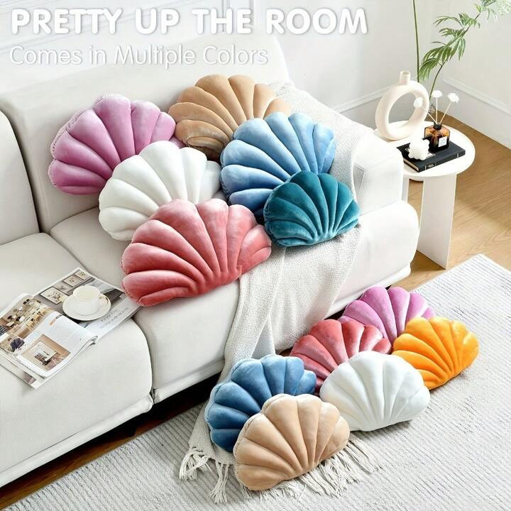 1 PIEZA Almohada en forma de concha, almohada decorativa con forma de concha para sofá, cama o p... | SHEIN