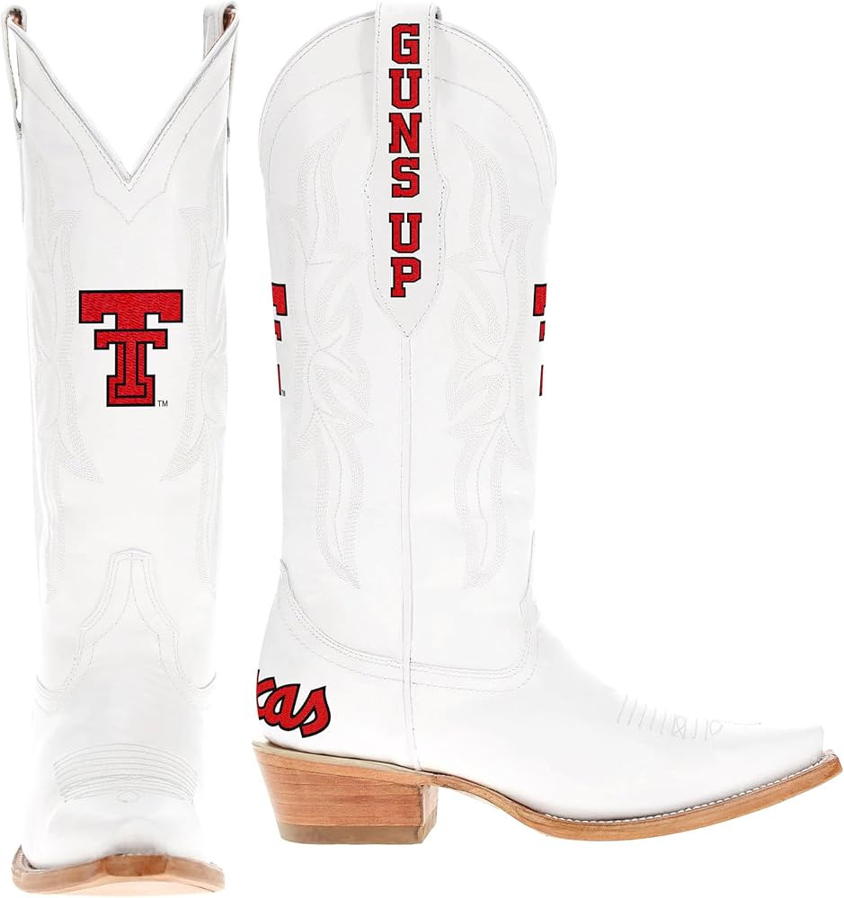 Vaccari Women's Lainey Genuine Leather NCAA League Embroidery Snip Toe Cowgirl Boots | Amazon (US)