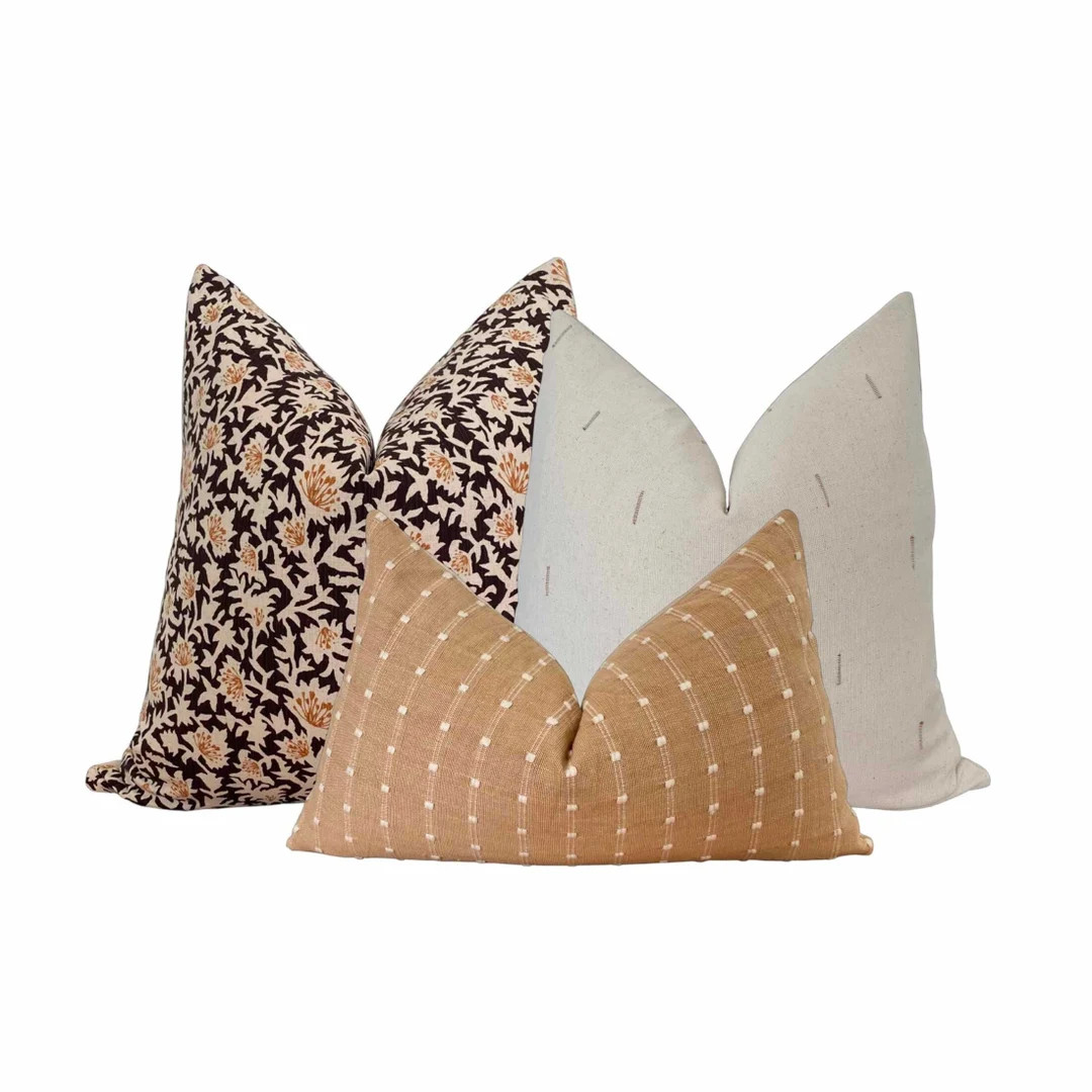 Black, Tan, Oatmeal Pillow Combo, Cover Only - Etsy | Etsy (US)