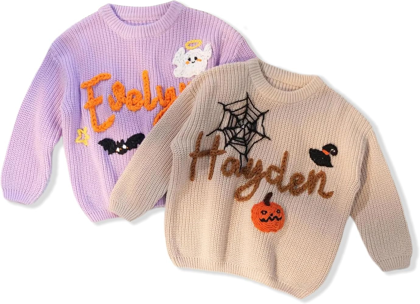 Happy Halloween Custom Baby Name Sweater, Personalized Hand Embroidered Name Baby Sweater, Unique... | Amazon (US)