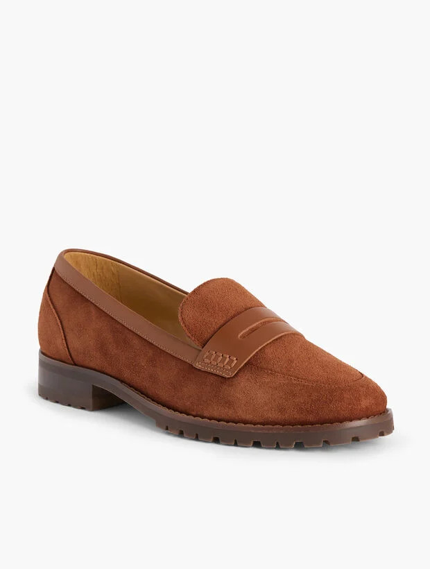Cassidy Suede Penny Loafers | Talbots
