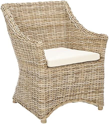Safavieh Home Collection Ventura Brown and White Washed Arm Chair | Amazon (US)
