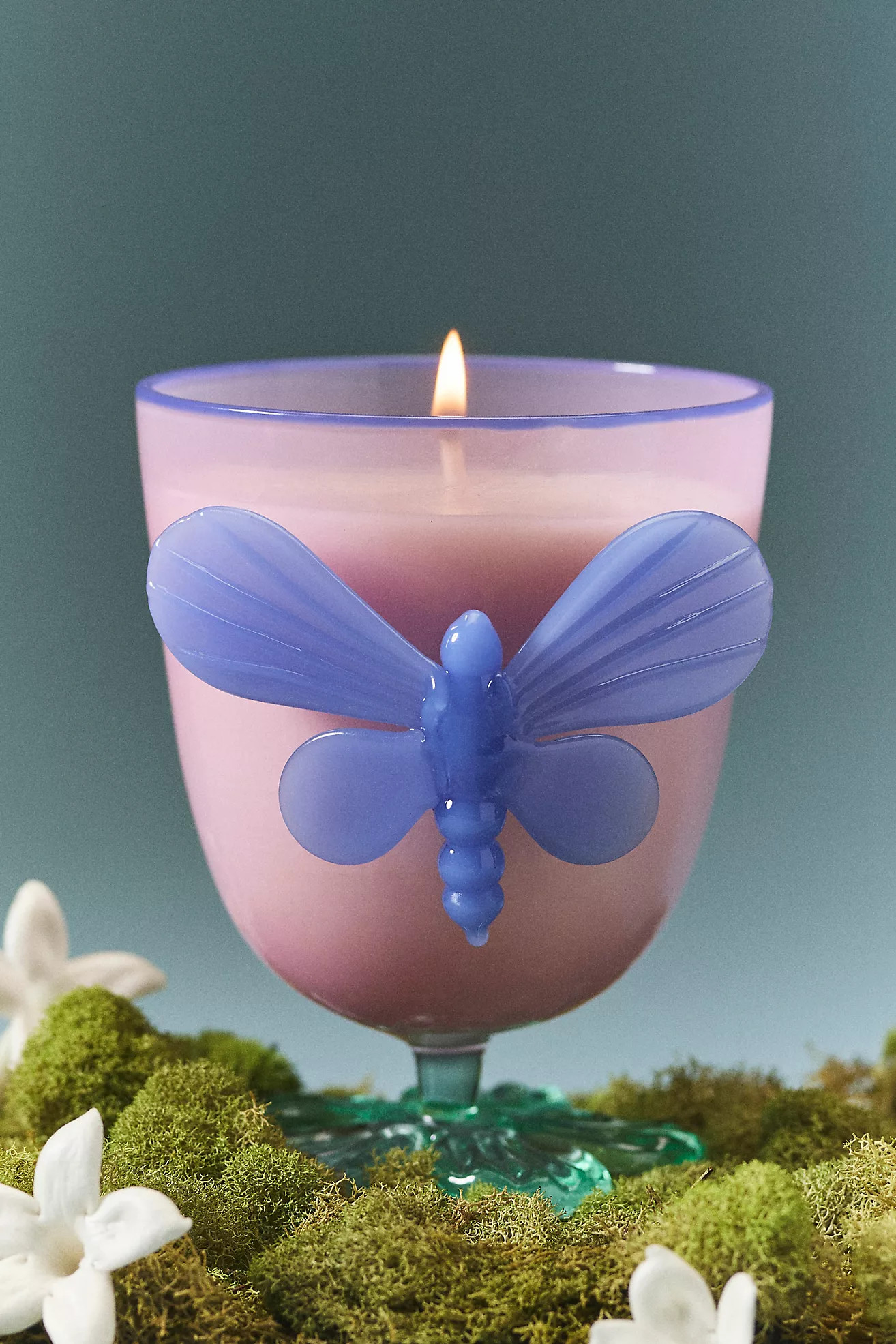 Pauline Floral Clementine & Jasmine Glass Butterfly Candle | Anthropologie (US)