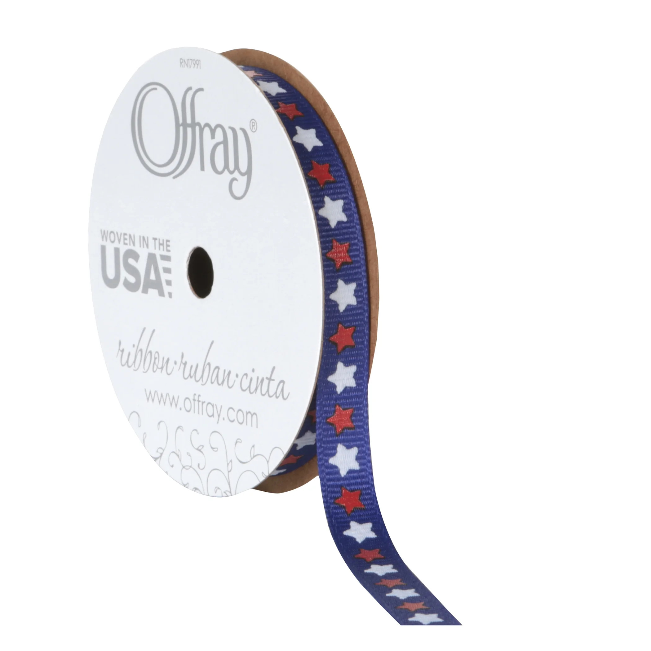Offray Ribbon, Royal Blue 3/8 inch Stars Grosgrain Ribbon, 9 feet | Walmart (US)