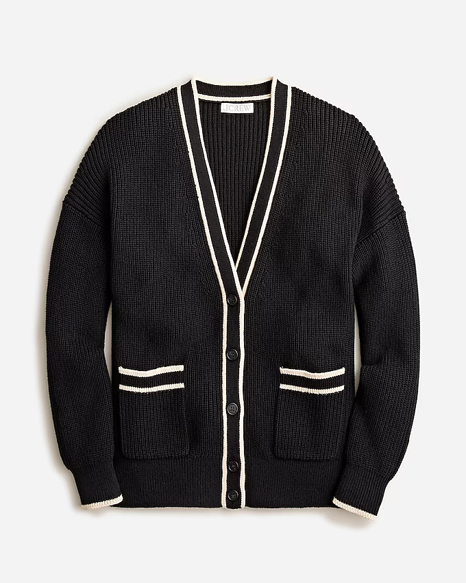 Tipped V-neck cotton cardigan sweater | J. Crew US
