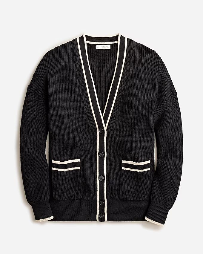 Tipped V-neck cotton cardigan sweater | J.Crew US