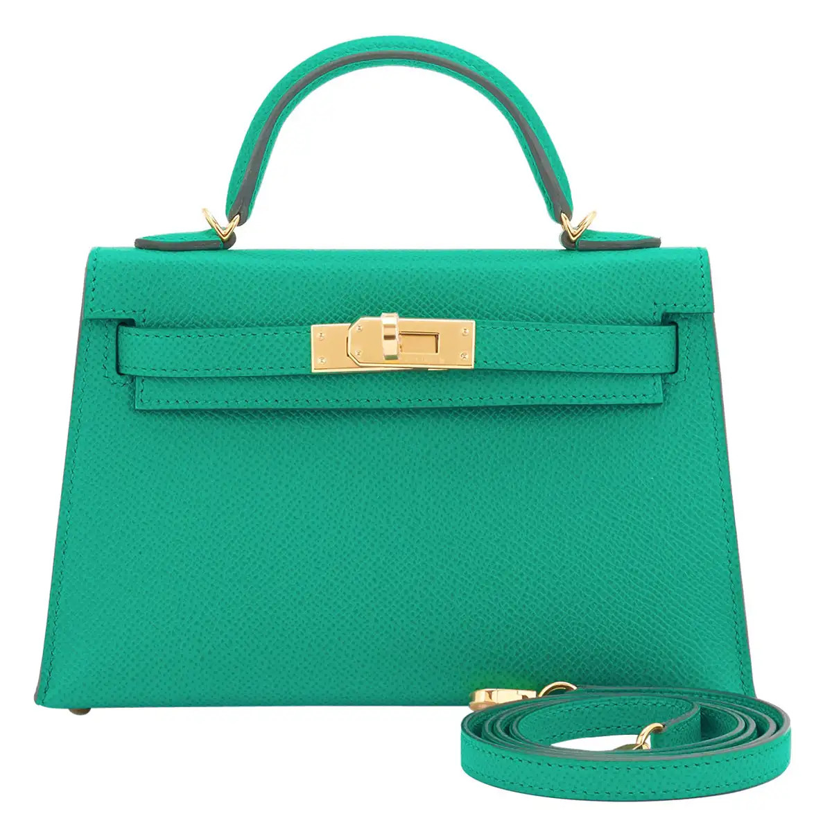 Hermes Mini Kelly 20cm Vert Jade VIP Epsom Gold Shoulder Bag, Z Stamp, 2021 For Sale at 1stDibs | 1stDibs