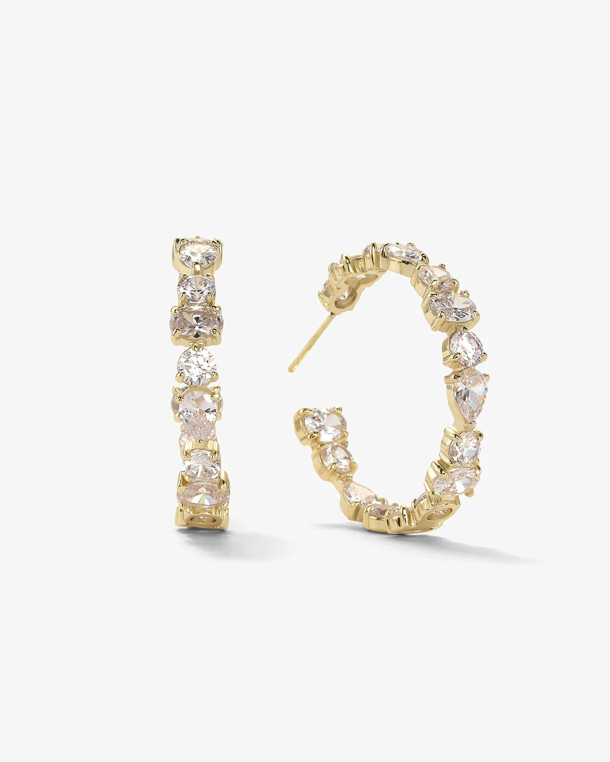 Palace Hoops - Gold|White Diamondettes | Melinda Maria