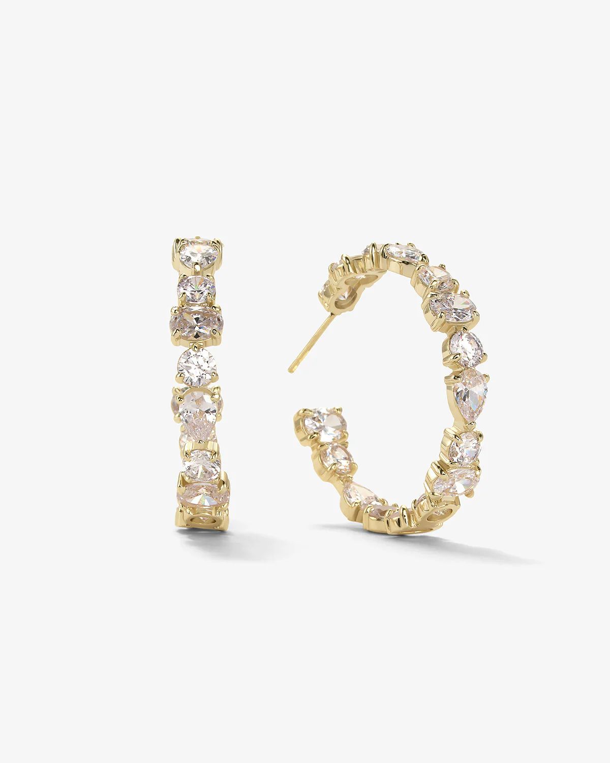 Palace Hoops - Gold|White Diamondettes | Melinda Maria