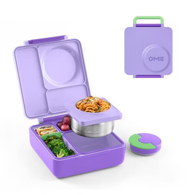 OMIEBox Insulated Bento Lunch Box with Leakproof Thermos Food Jar 3 Compartments - Lilac Purple | Target