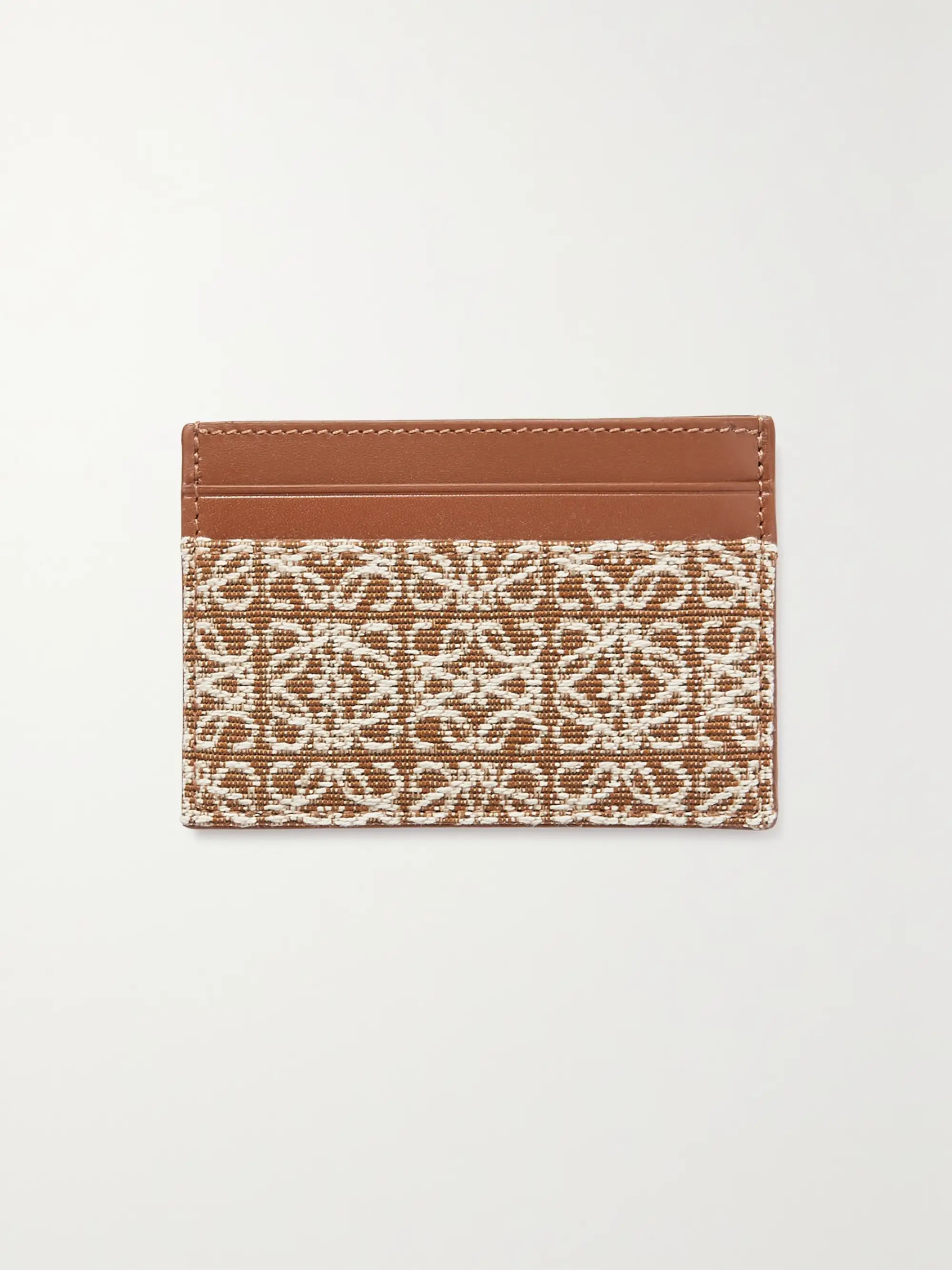 Anagram leather and canvas-jacquard cardholder | NET-A-PORTER (US)