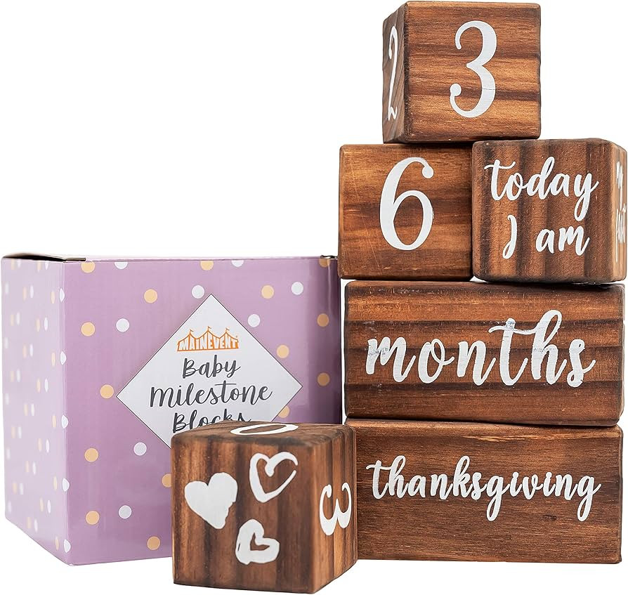 MAINEVENT Farmhouse Baby Monthly Milestone Blocks, Age Blocks for Baby Milestone, Baby Gifts for ... | Amazon (US)