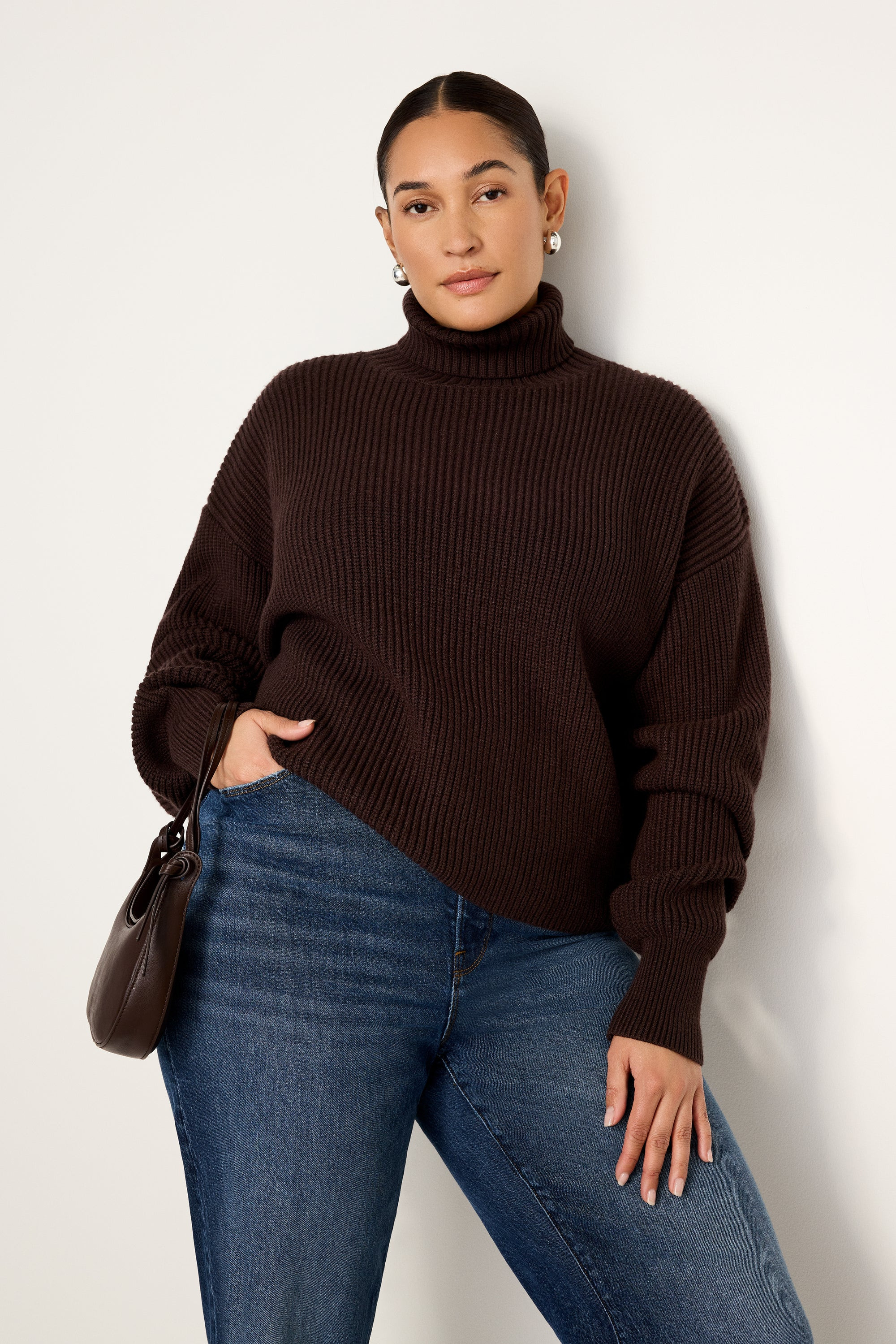 COZY RIBBED TURTLENECK | BARK003 - GOOD AMERICAN | Good American