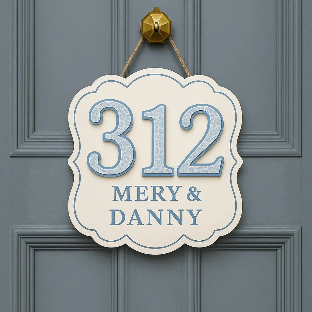 Personalised 3D Chinoiserie Dorm Door Sign, Custom Chinoiserie Room Number Plaque, Blue Floral Ro... | Etsy (US)