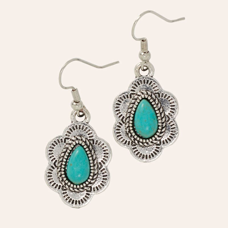 Southern Grace Silver & Turquoise Small Flower Earrings | Cavender's