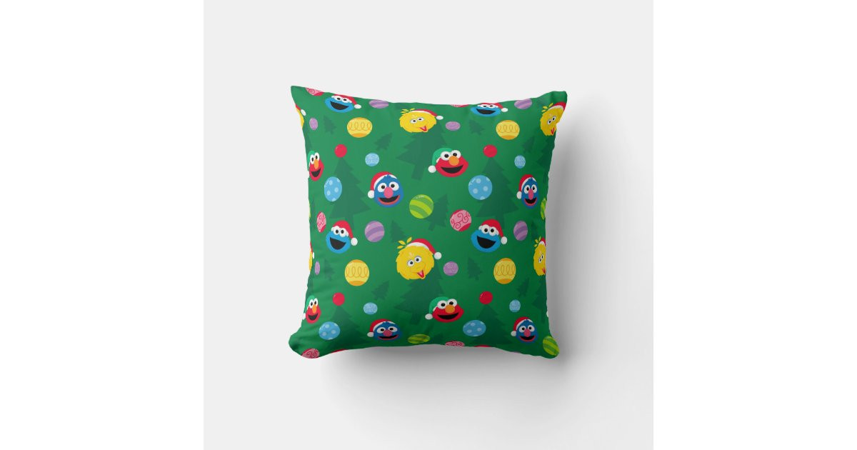 Sesame Street Christmas Tree Pattern Throw Pillow | Zazzle