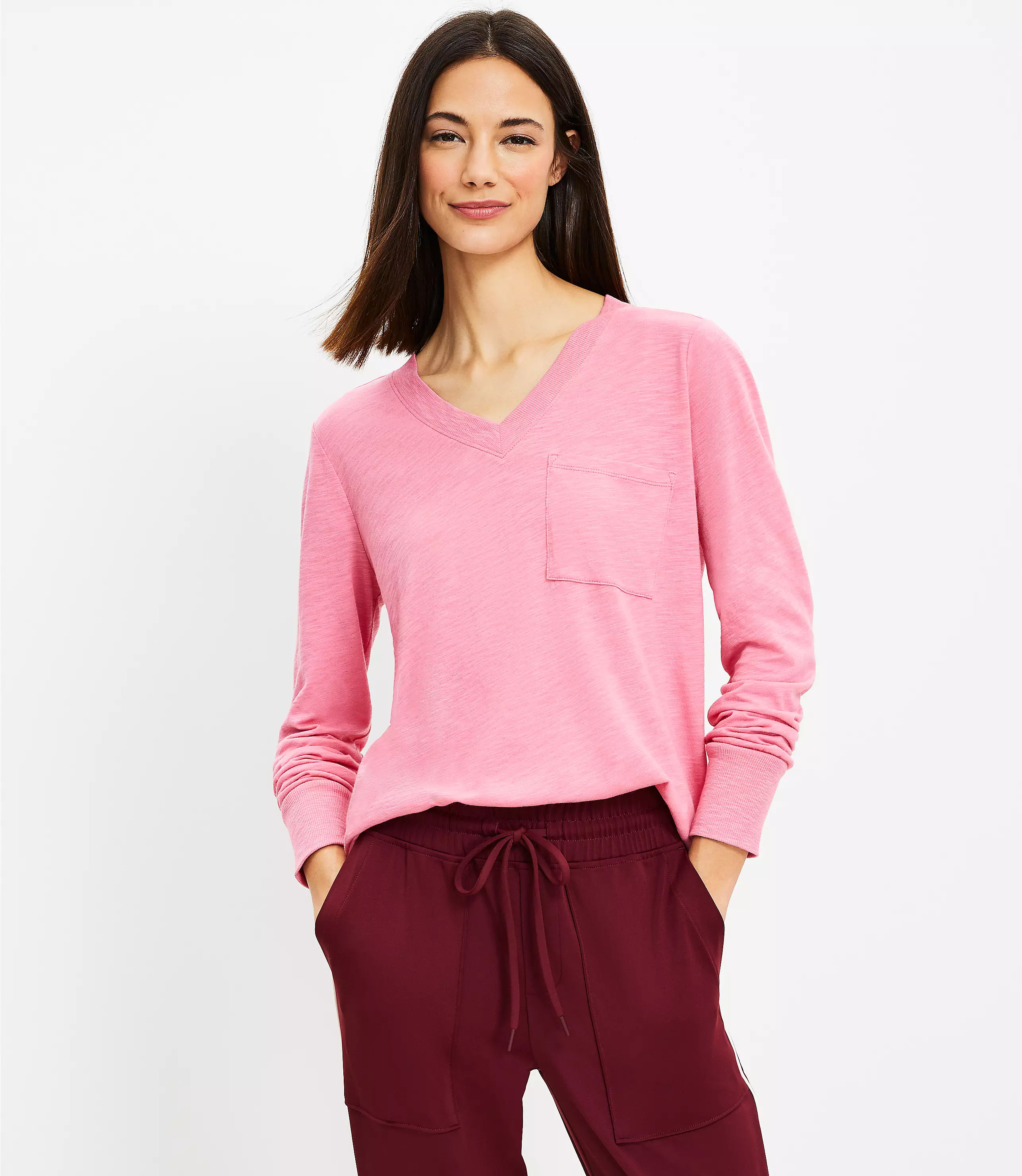 Lou & Grey Soft Slub V-Neck Pocket Tee | LOFT