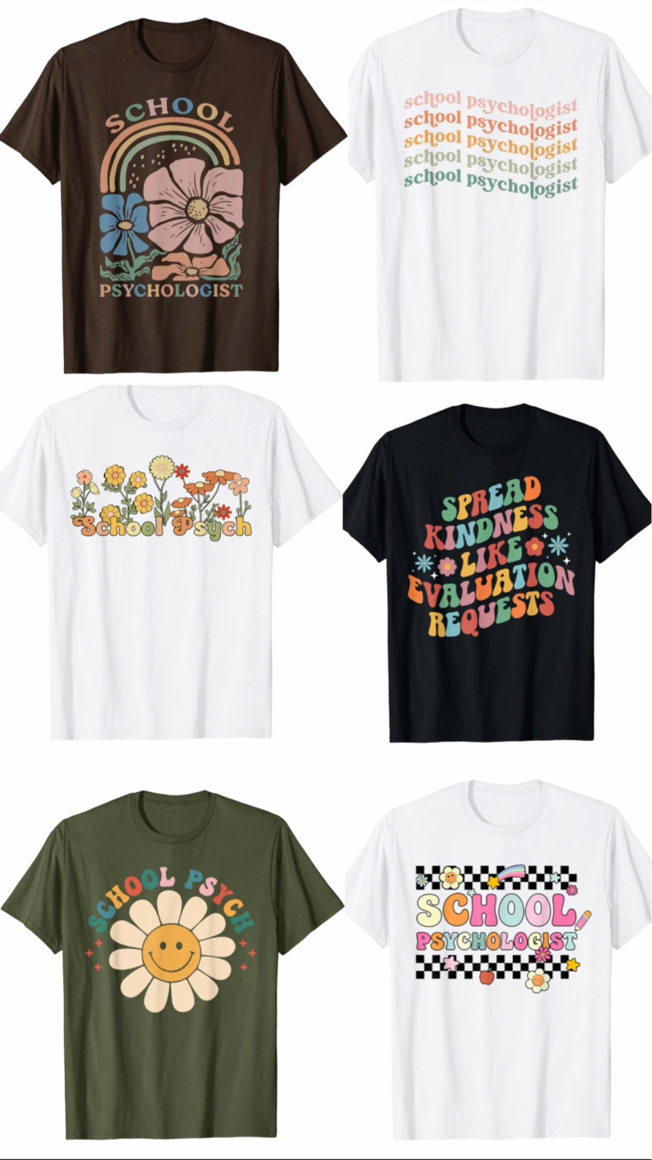 Amazon school psychologist tees 
