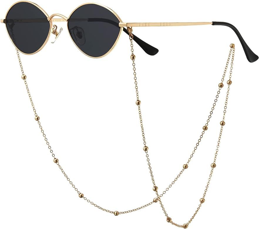 Veda Tinda Oval Sunglasses, Polarized 90s Retro Vintage Trendy Women Sunglasses with Chain Y2k Ac... | Amazon (US)