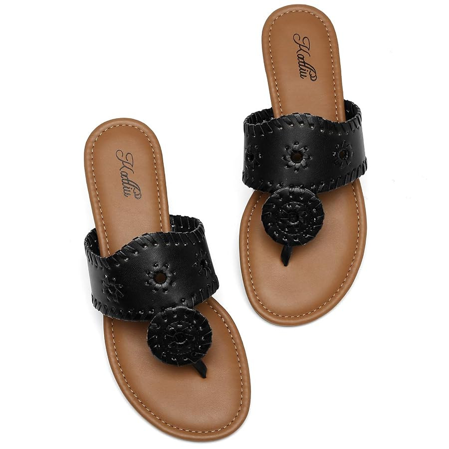 katliu Women's Flat Sandals Flip Flop Sandals Dressy Thong Sandals | Amazon (US)