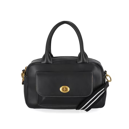 Free Assembly Women's Faux Leather Satchel Handbag, Black | Walmart (US)