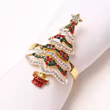 Conjunto de 4 Porta-Guardanapos em Formato de Árvore de Natal, Fivelas Festivas para Guardanapos... | Ali Express BR