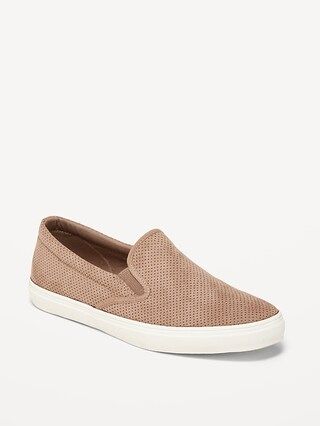 Perforated Faux-Suede Slip-On Sneakers for Women | Old Navy (US)