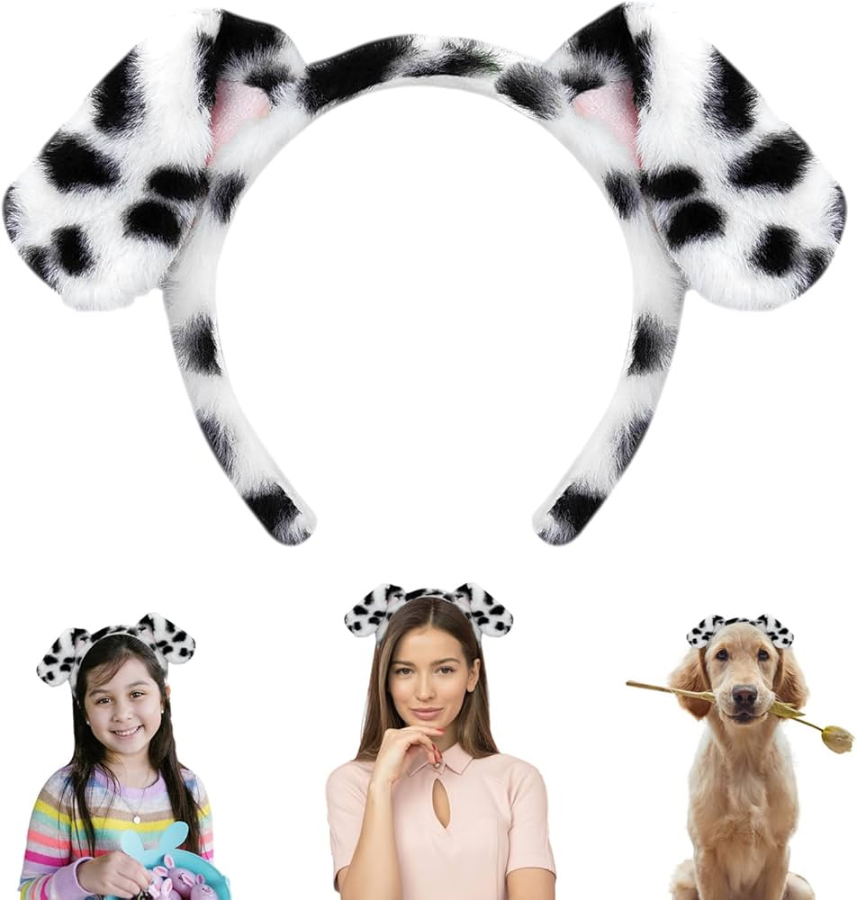 Beviliu Dalmatian Dog Ears Headband - Puppy Ears Headband Fluffy Costume Adult Dalmatian Costume ... | Amazon (US)