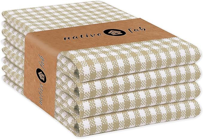 4 Pack Gingham Farmhouse Kitchen Dish Towels Cotton Absorbent Durable Washable 15x25 - Tea Towels... | Amazon (US)