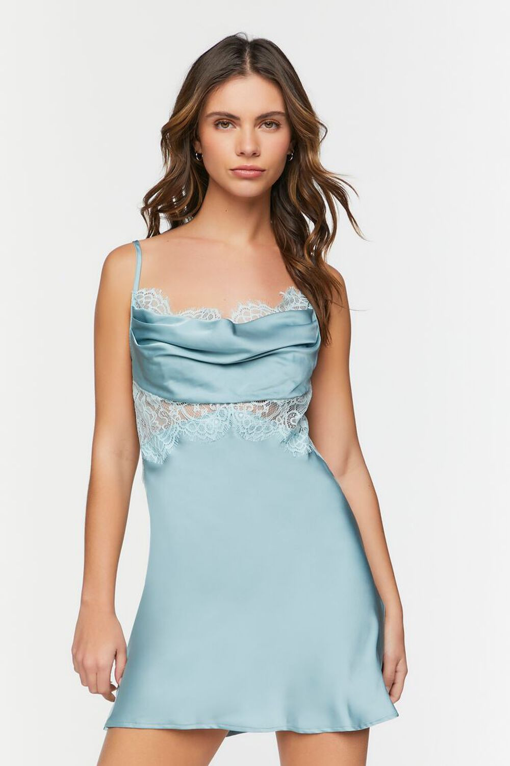 Satin Cowl Lace-Trim Slip Dress | Forever 21 (US)