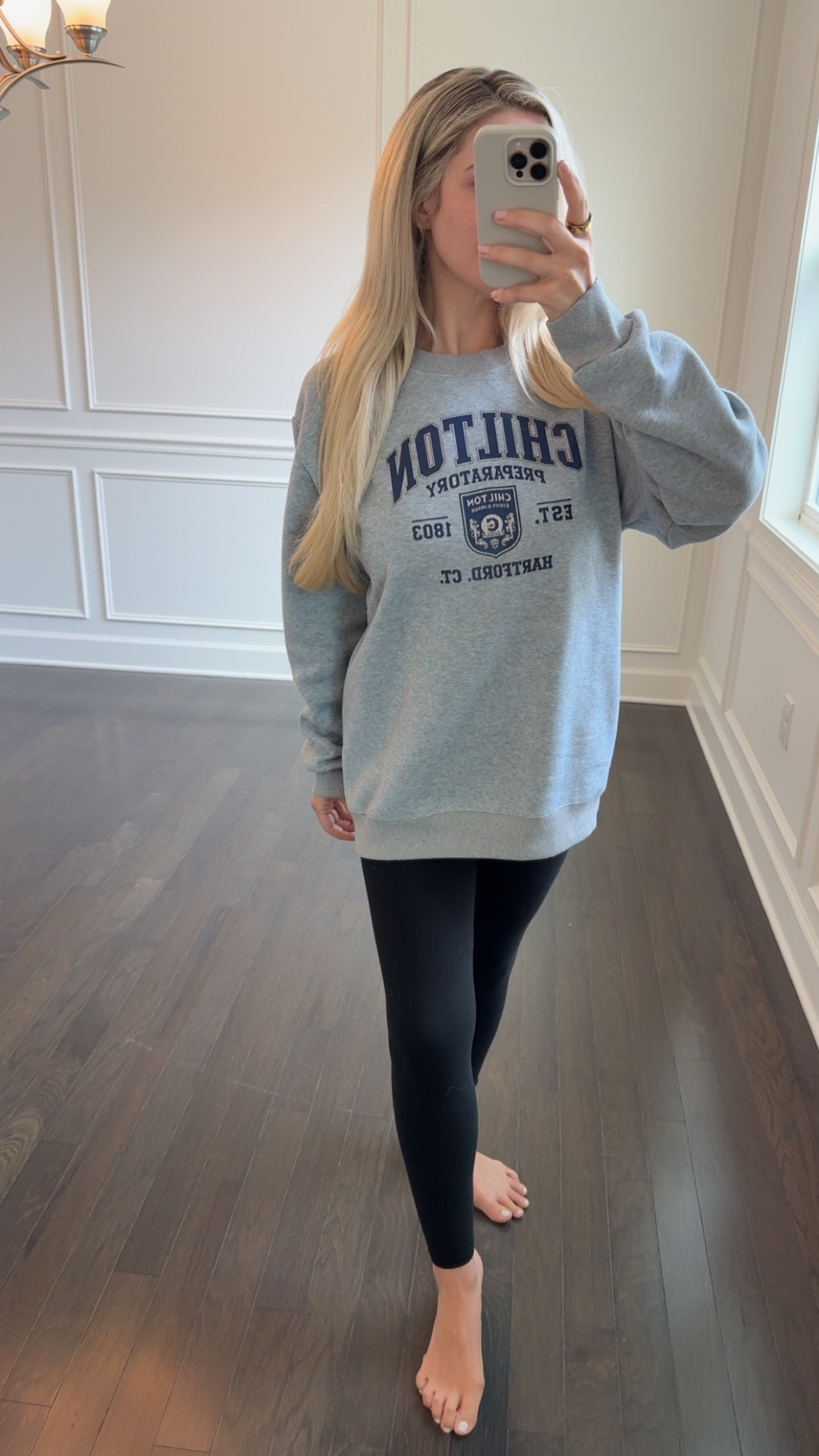 OOTD is a Gilmore girls theme sweatshirt. This Chilton sweatshirt is from Temu but they also sell them on TikTok shop and I linked a few other embroidered ones that I just love and will probably order. For those who don’t know I grew up watching Gilmore girls in the kitchen everyday with my mom making dinner. Back when kitchens had those little TVs and it has been my comfort show since. I watch it every fall and a lot more often now. 

These leggings are ridiculously cheap like $7 and buttery soft. Jake said they are bend over safe but I wouldn’t trust heavy lifting weights in them not that I can or ever have so maybe I’m wrong 😂

Perfect lounge around the house running errands leggings. I’m in a size small medium, and they also sell them in packs of two. ￼

#LTKootd #LTKmorningroutine #LTKSaleAlert