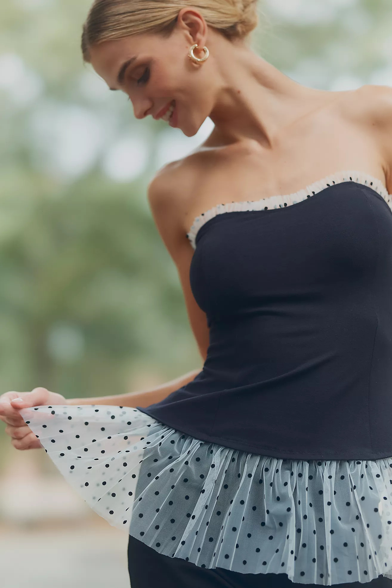 Maeve Strapless Pleated Peplum Top | Anthropologie (US)